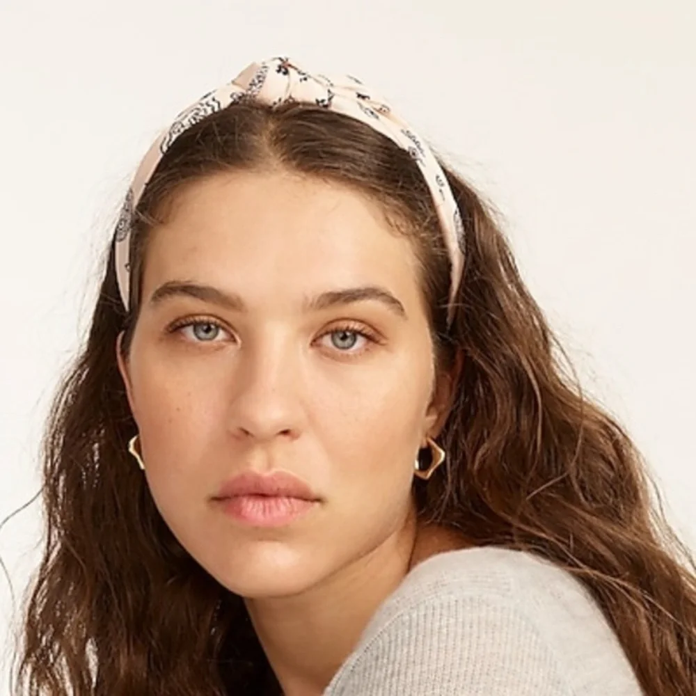 J. Crew Silk Knot Pink Bandana Print Headband